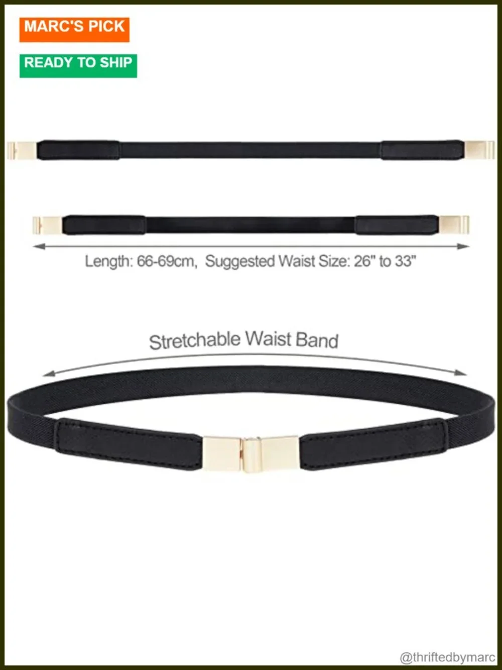 5 Pack Skinny PU Leather Stretch Belts for Women